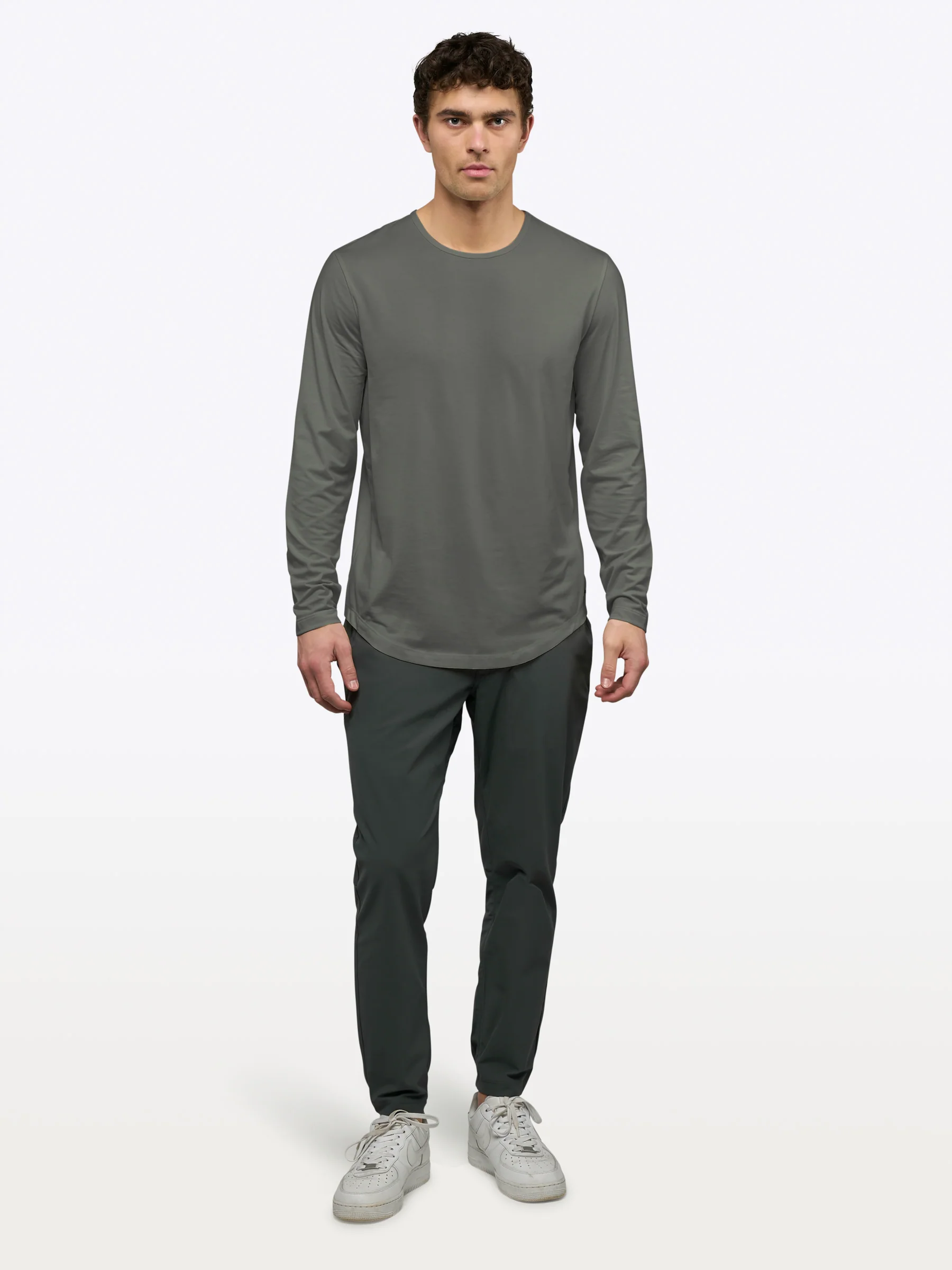 AO Long Sleeve Curve-Hem Tee | Castor Grey Signature-Fit PYCA Pro® - Image 4