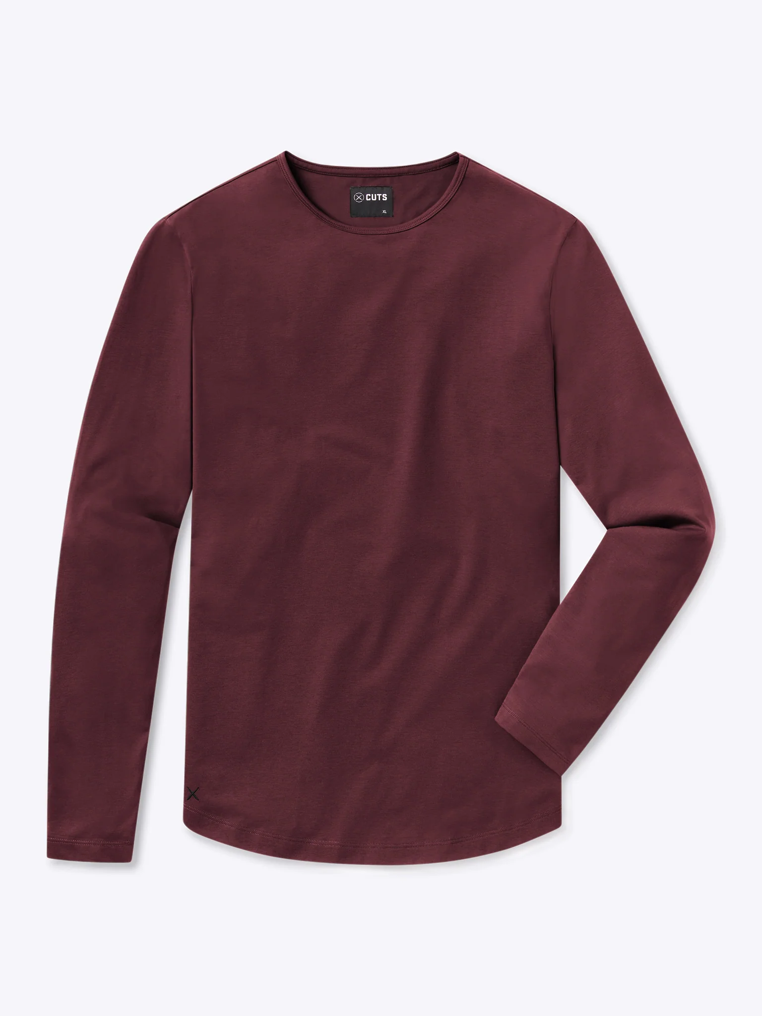 AO Long Sleeve Curve-Hem Tee | Deep Cranberry Signature-fit PYCA Pro®