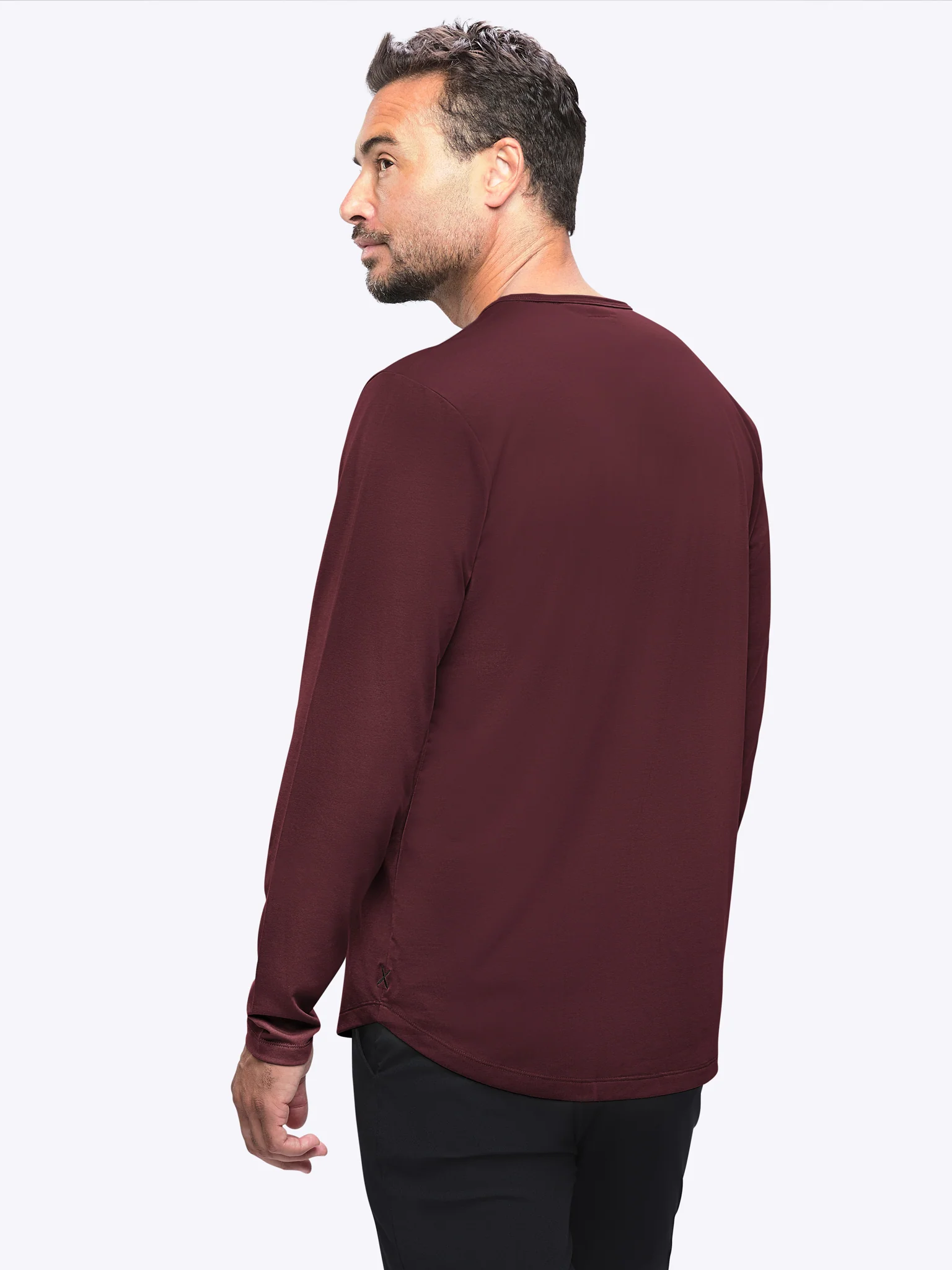 AO Long Sleeve Curve-Hem Tee | Deep Cranberry Signature-fit PYCA Pro® - Image 3
