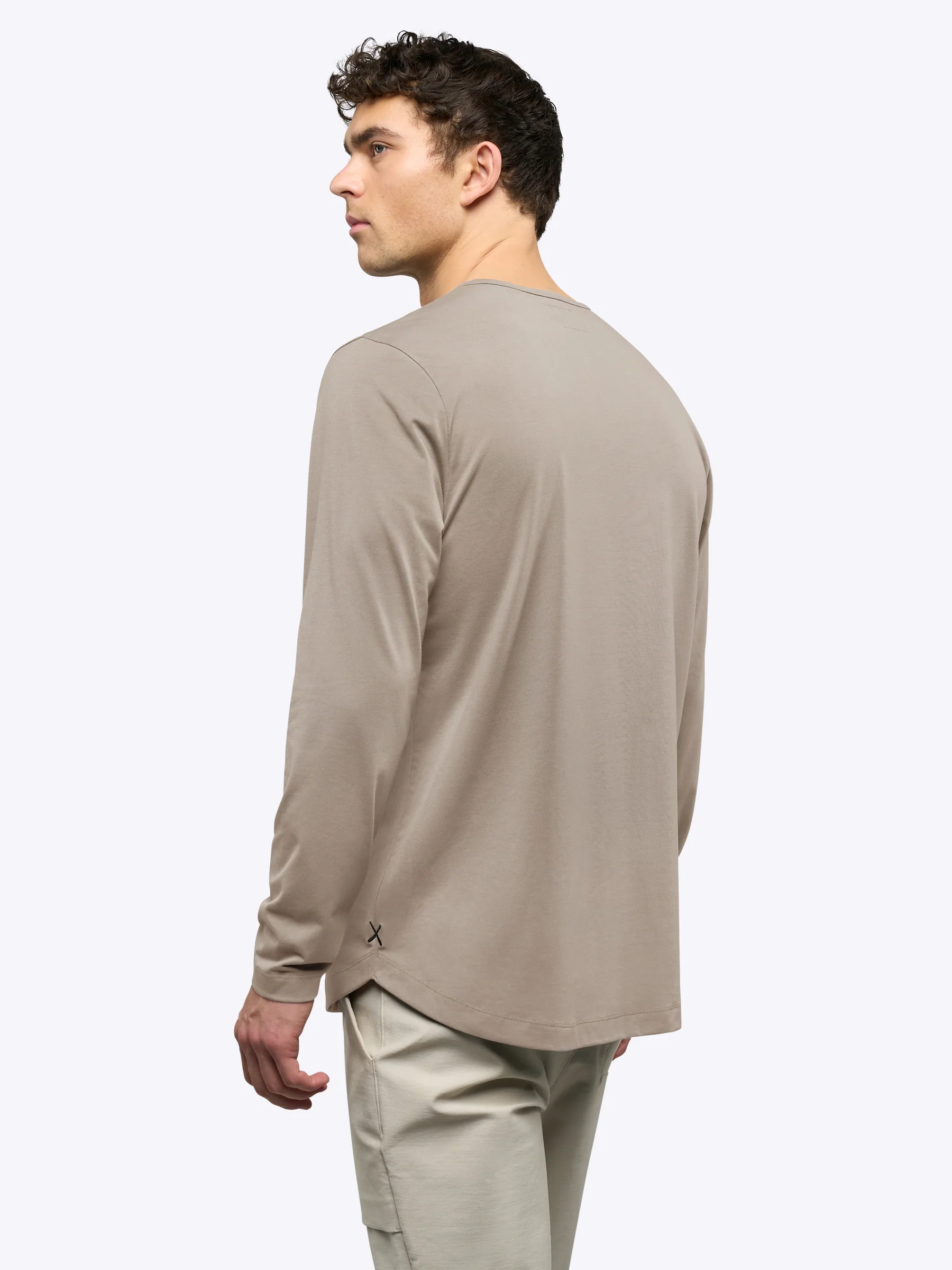 AO Long Sleeve Henley Curve-Hem Tee | Pure Cashmere Signature-Fit PYCA Pro® - Image 3