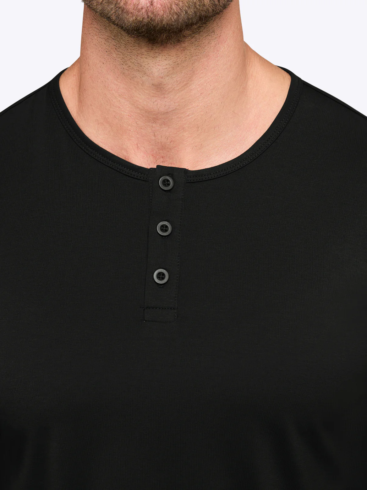 AO Long Sleeve Henley Curve-Hem | Black Signature-fit PYCA Pro® - Image 5