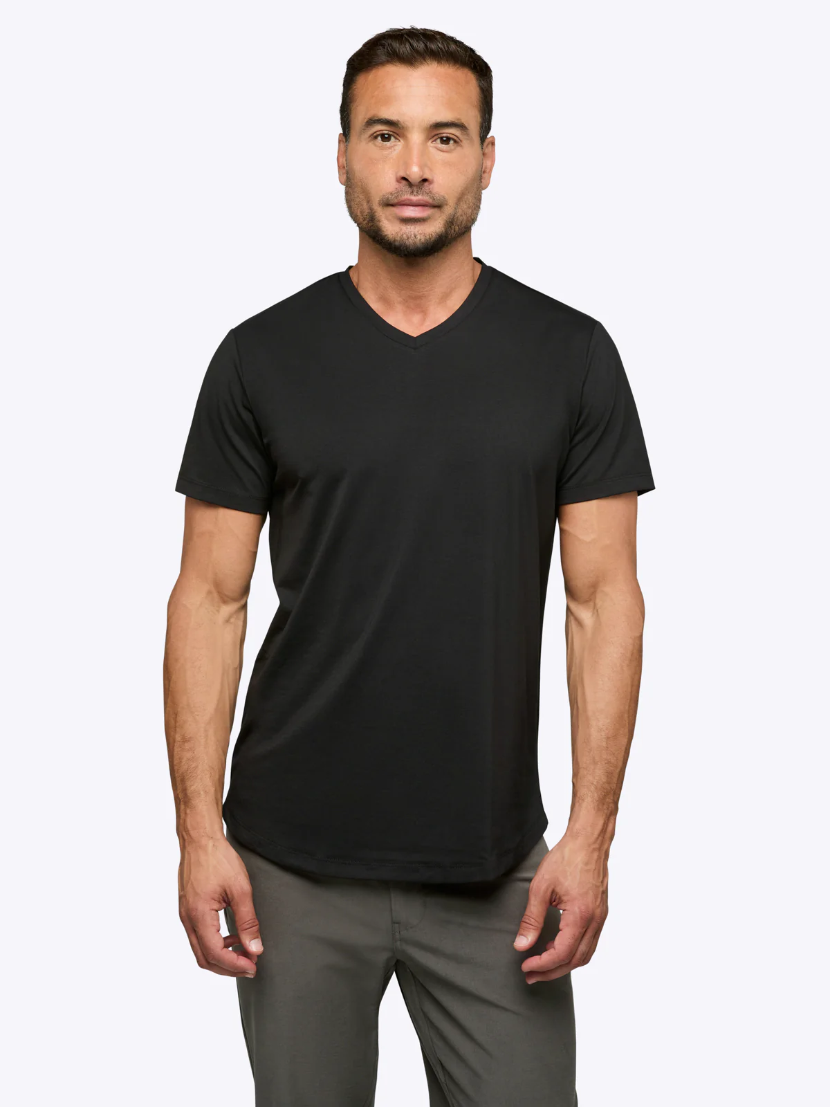 AO V-Neck Curve-Hem Tee | Black Signature-fit PYCA Pro® - Image 2