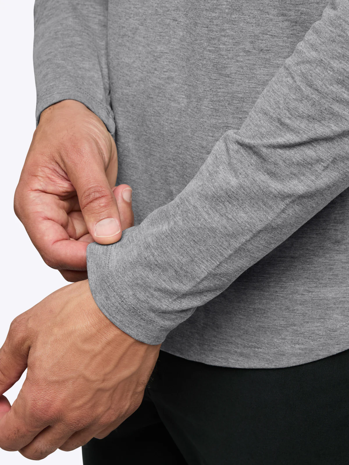 AO Long Sleeve Curve-Hem Tee | Heather Grey Signature-fit PYCA Pro® - Image 6