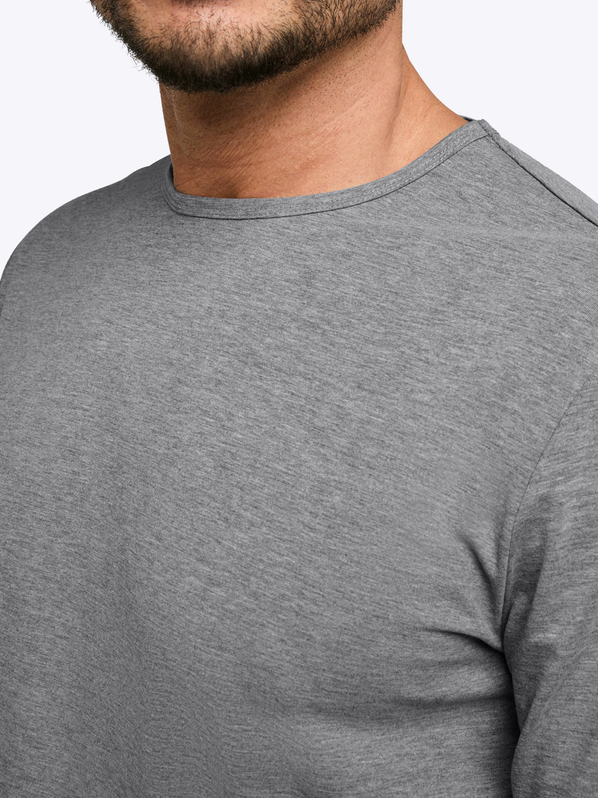 AO Long Sleeve Curve-Hem Tee | Heather Grey Signature-fit PYCA Pro® - Image 7