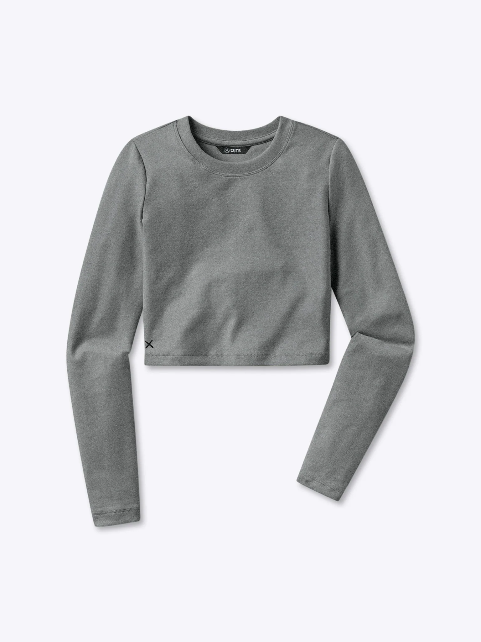 Long Sleeve Tomboy Tee Cropped | Heather Grey Slim-Fit Tomboy-Cotton™ - Image 3