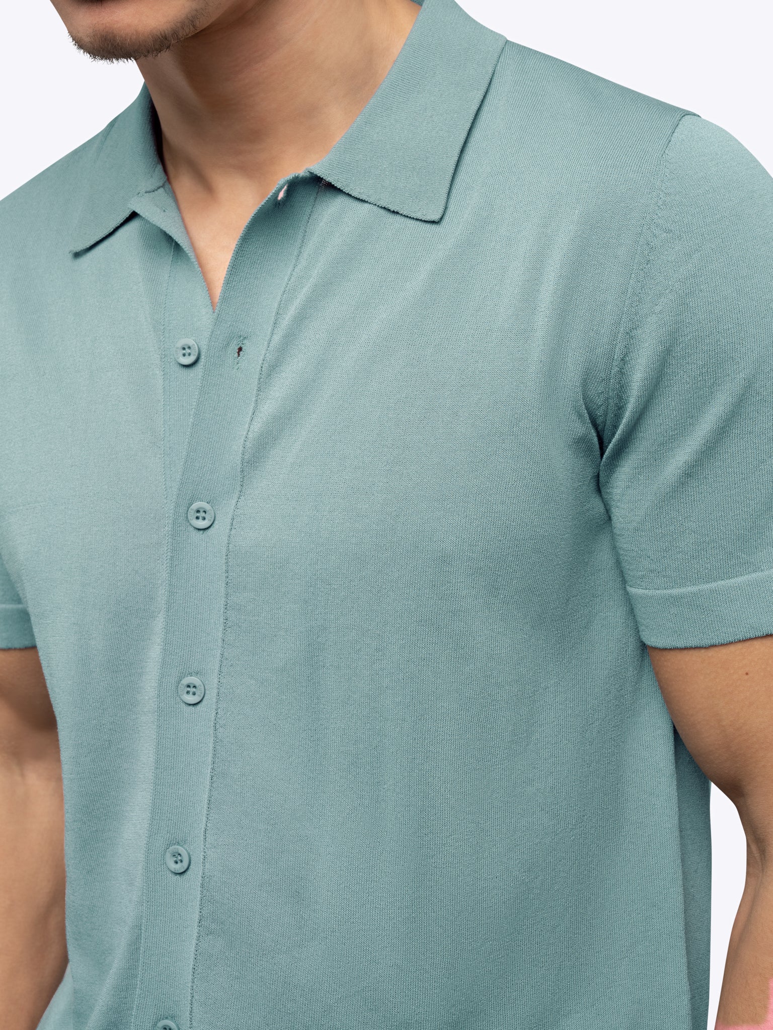 Riviera Knit Button Up | Isle Blue Signature-Fit - Image 4