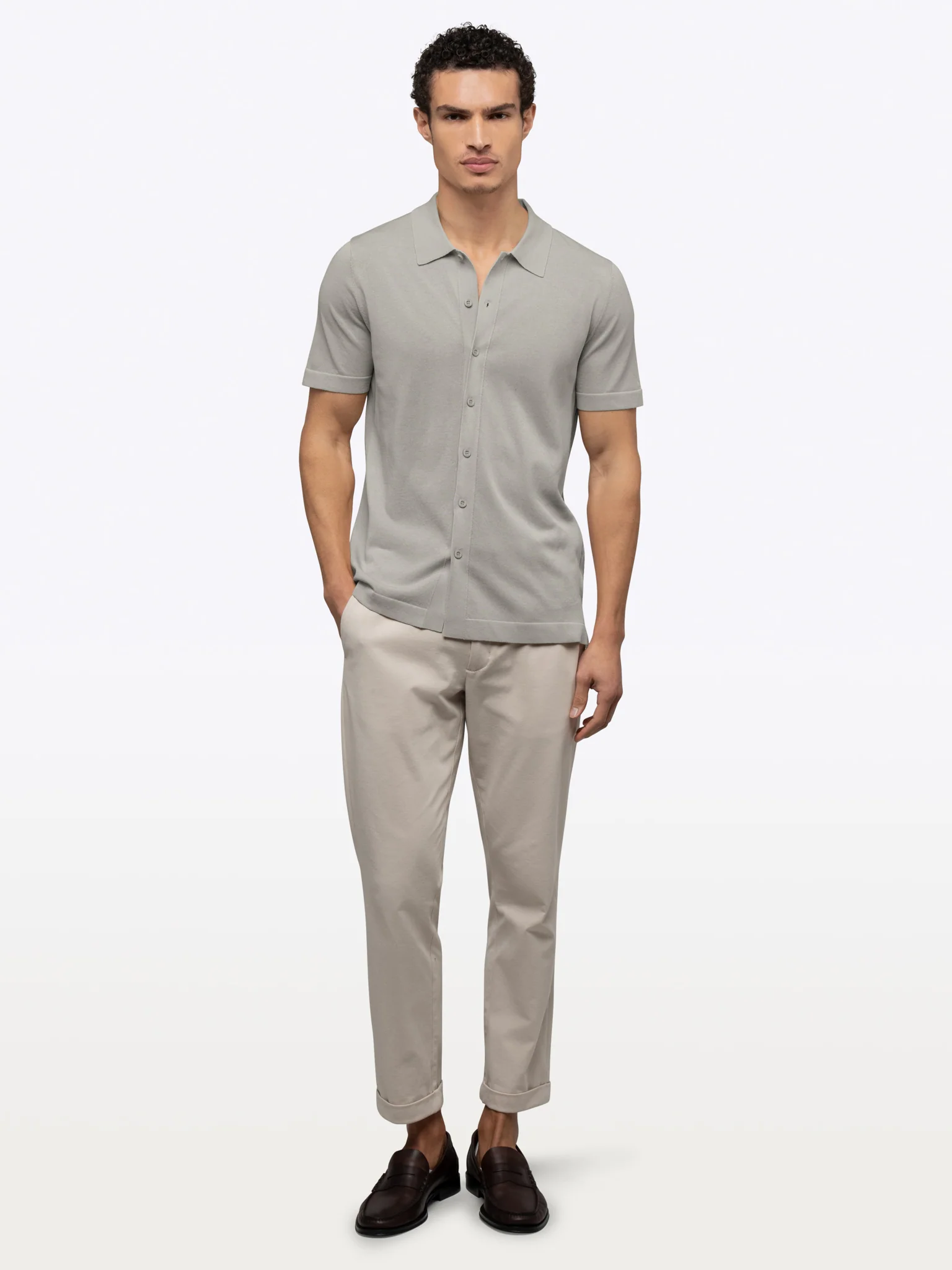 Riviera Knit Button Up | Morning Dove Signature-Fit - Image 5