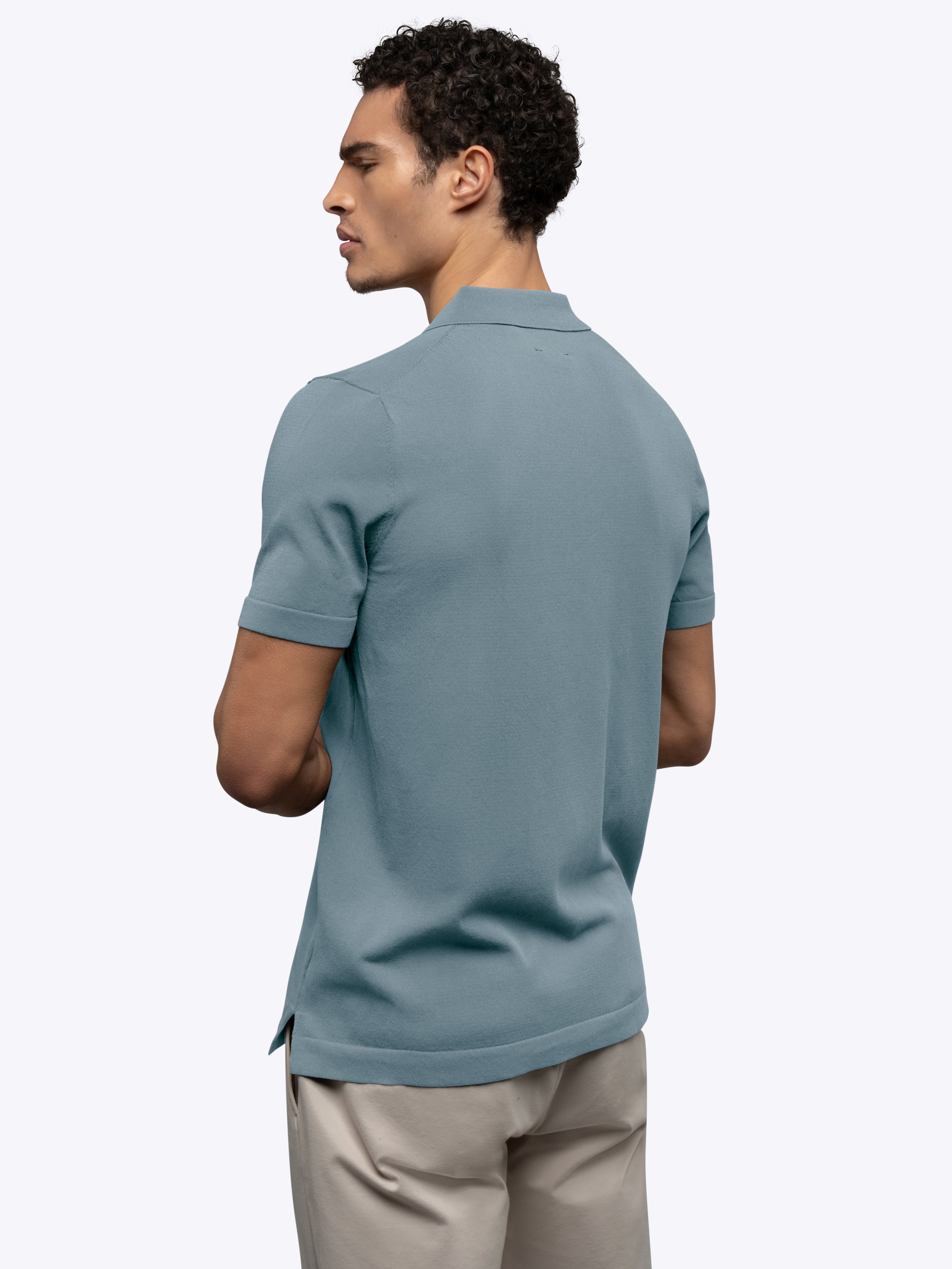 Riviera Knit Button Up | Naples Blue Signature-Fit - Image 4