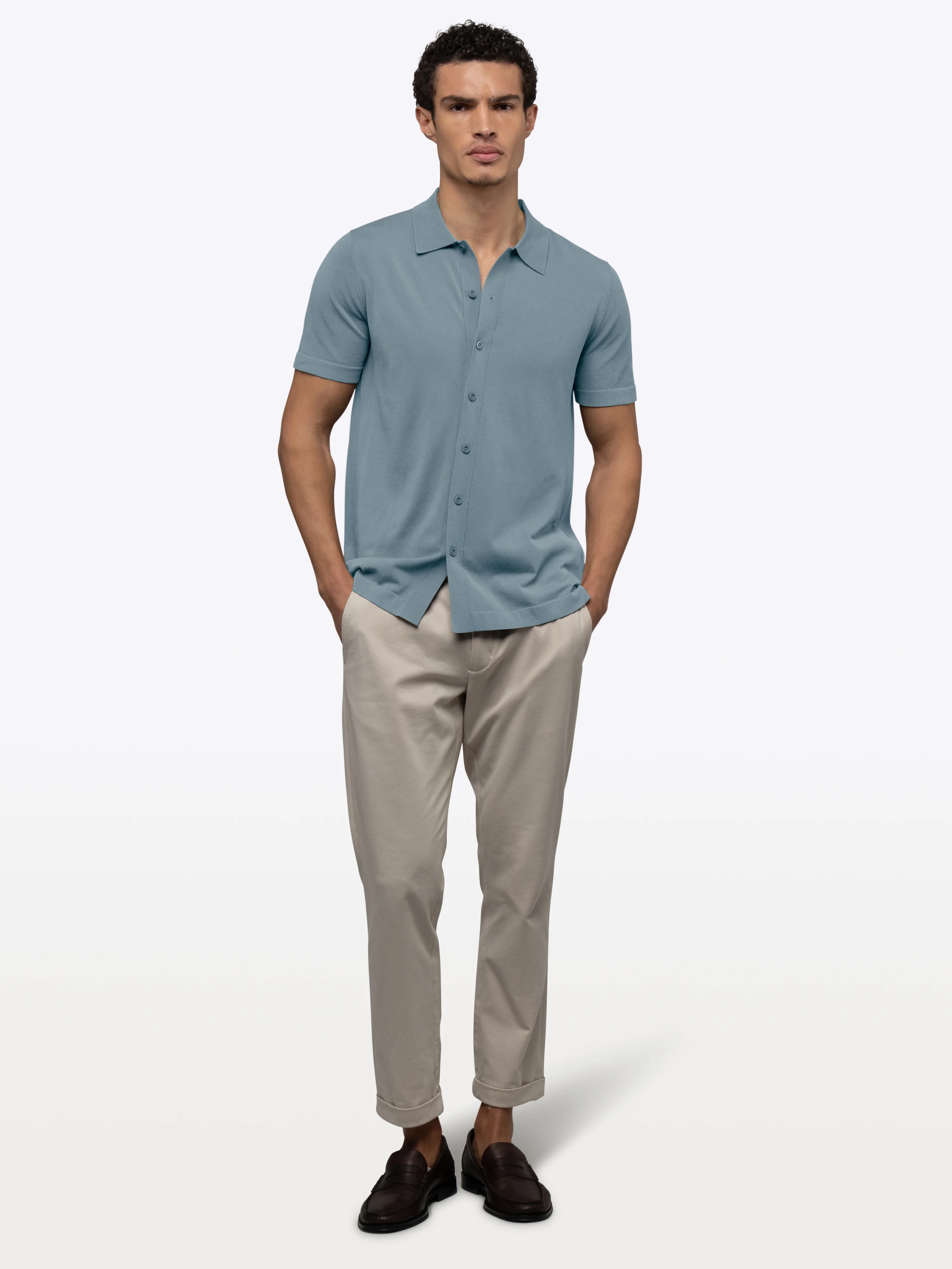 Riviera Knit Button Up | Naples Blue Signature-Fit - Image 5