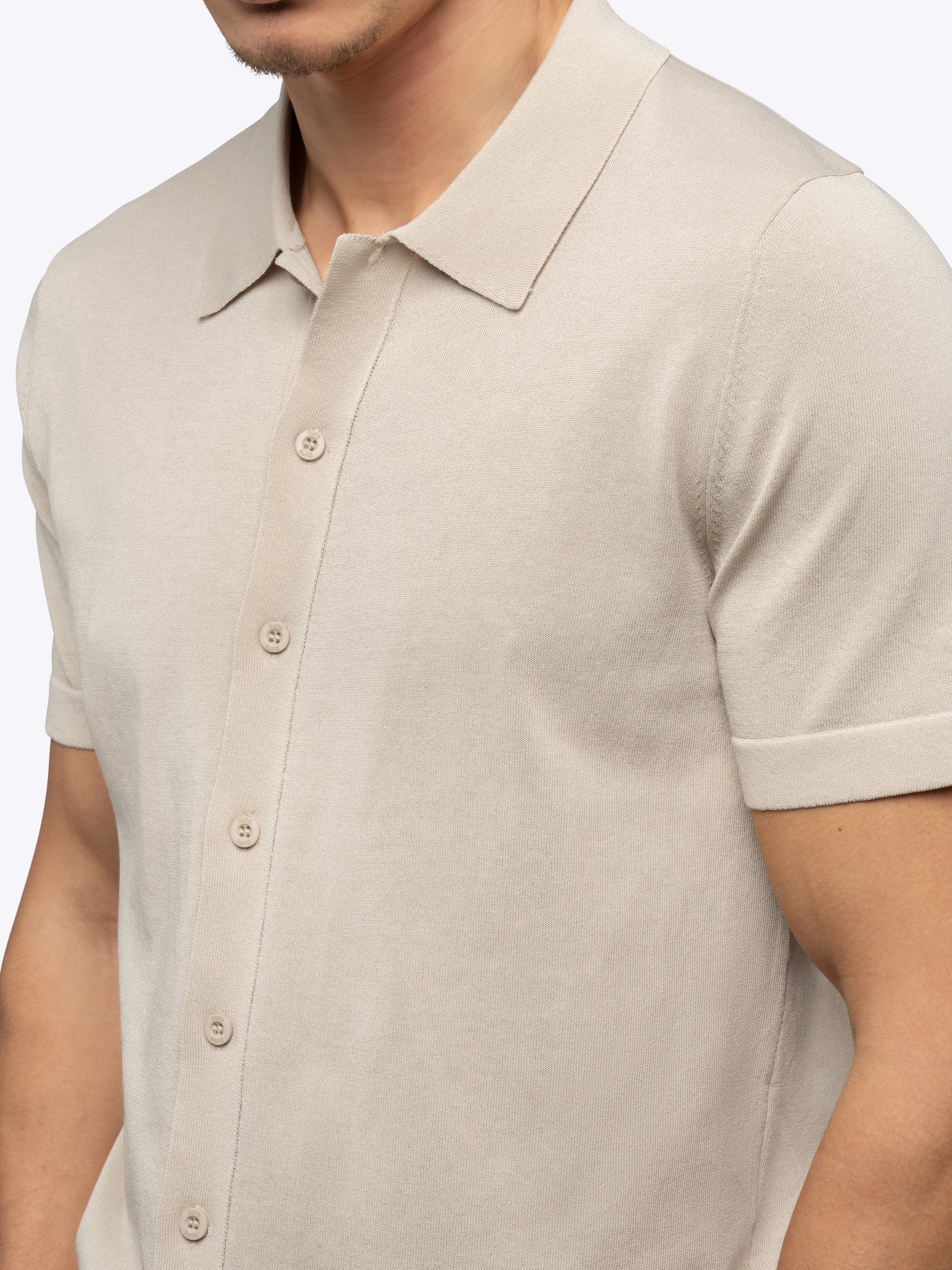 Riviera Knit Button Up | Sand Dune Signature-Fit - Image 8