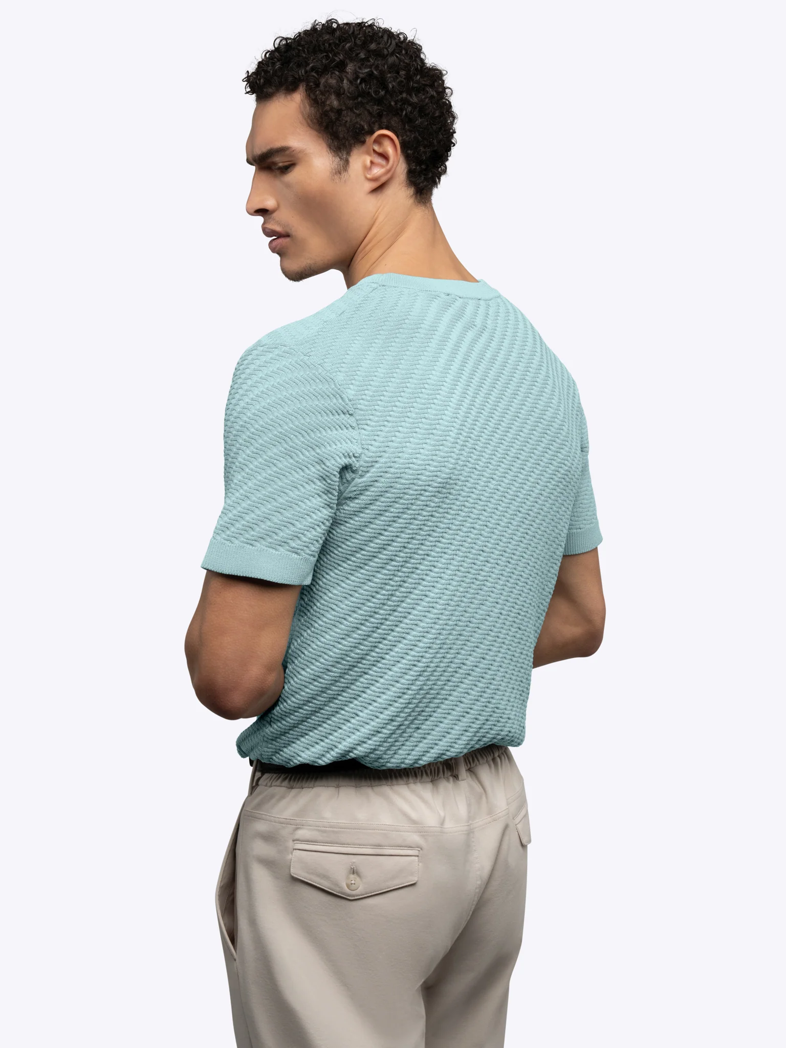 Riviera Knit Textured Tee | Sterling Blue Signature-Fit - Image 3