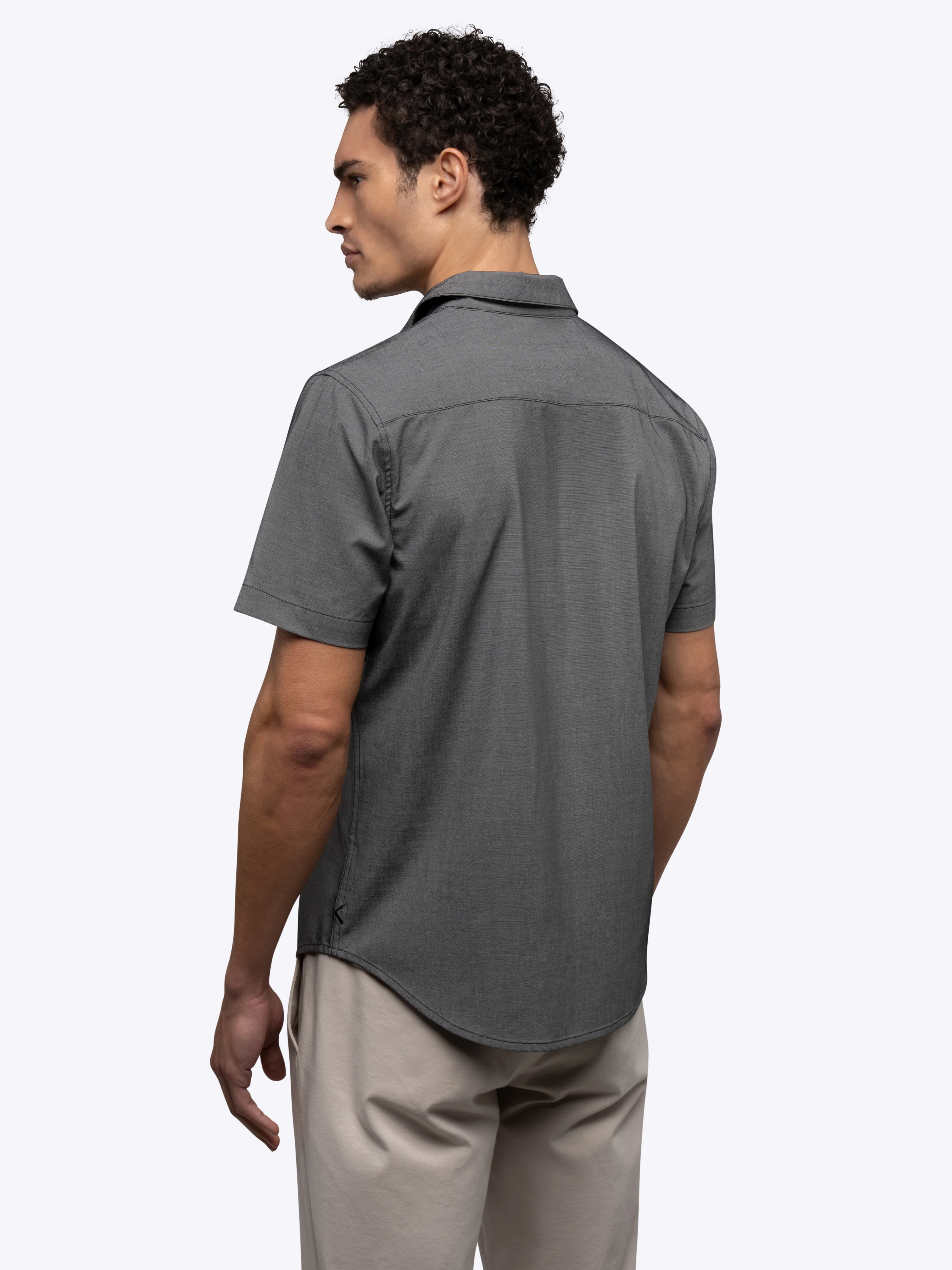 SoHo Short Sleeve Button Up | Heather Black Signature-fit - Image 3
