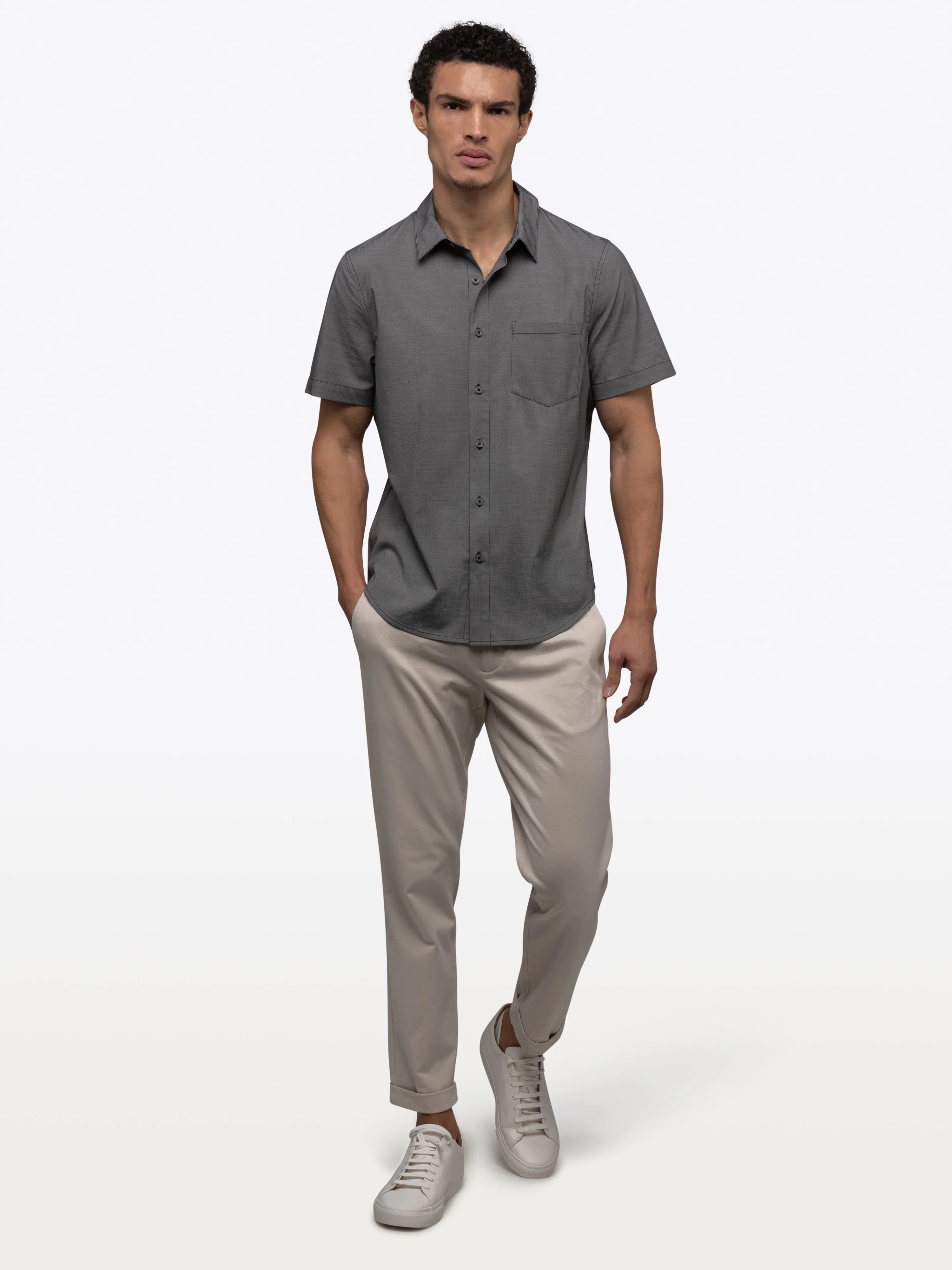 SoHo Short Sleeve Button Up | Heather Black Signature-fit - Image 6