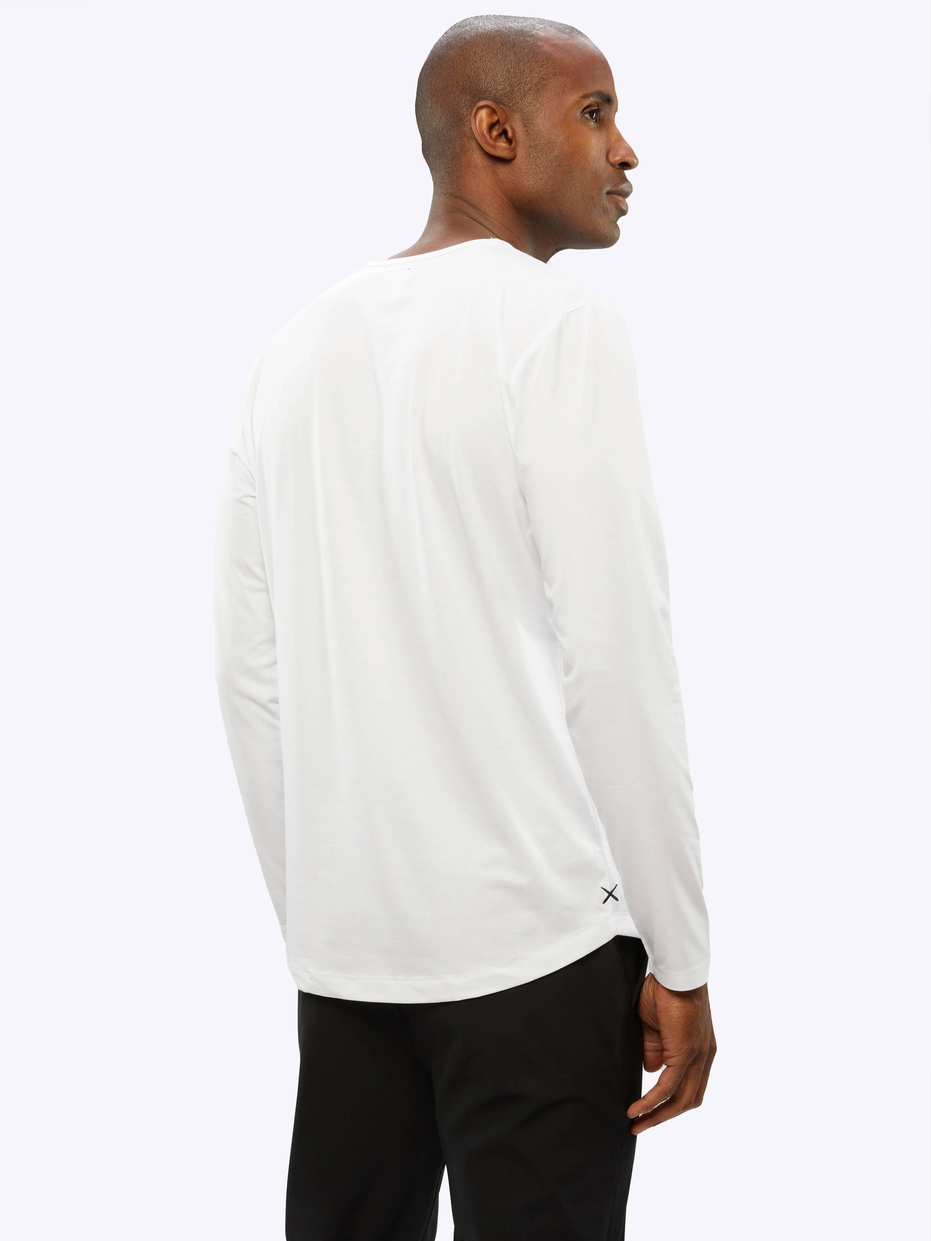 AO Long Sleeve Curve-Hem Tee | White Signature-fit PYCA Pro® - Image 3