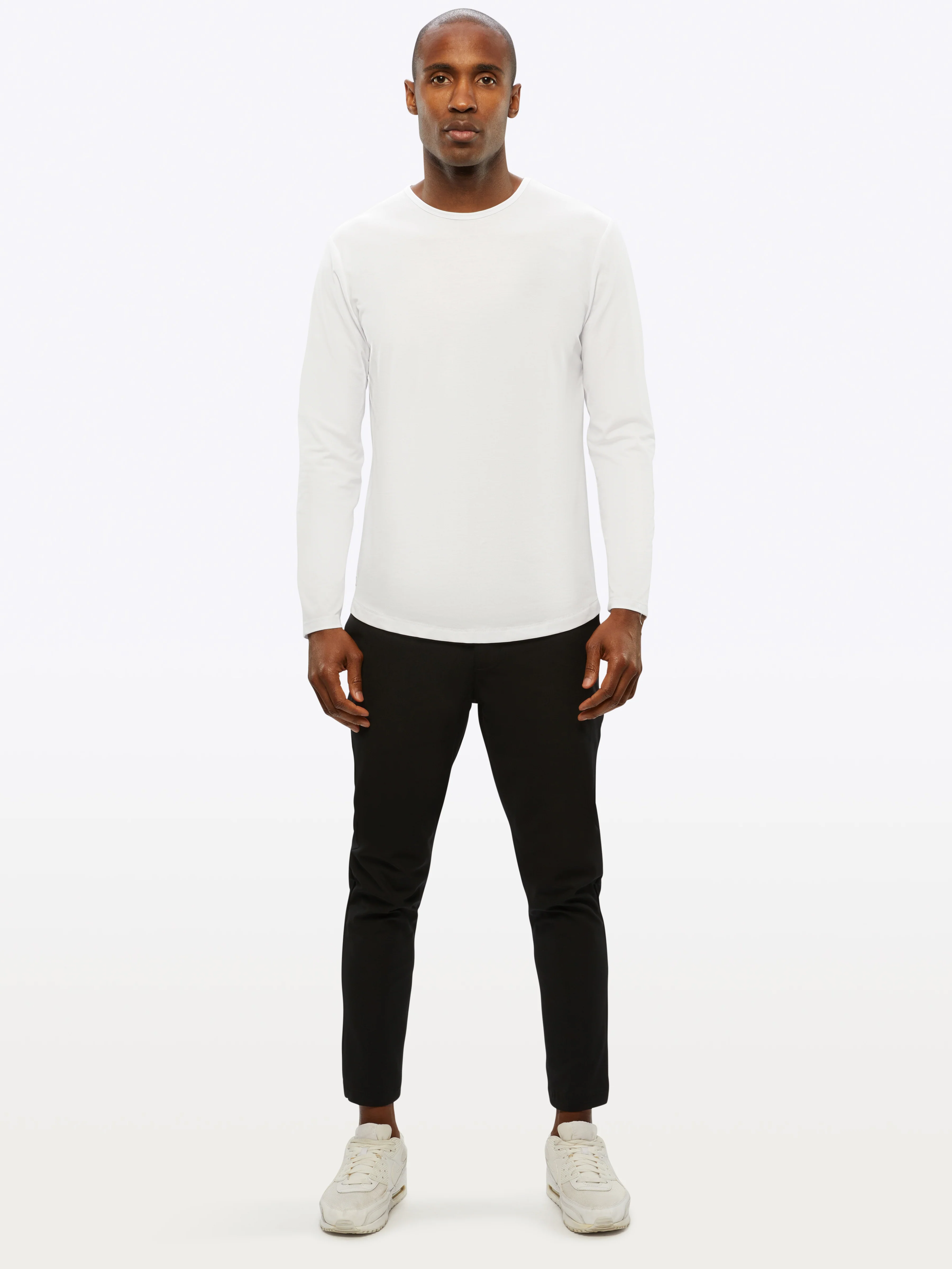 AO Long Sleeve Curve-Hem Tee | White Signature-fit PYCA Pro® - Image 4