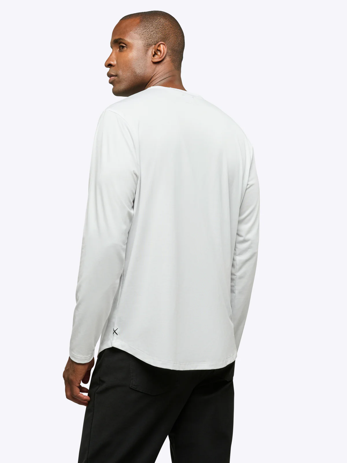 AO Long Sleeve Henley Curve-Hem | White Signature-fit PYCA Pro® - Image 4