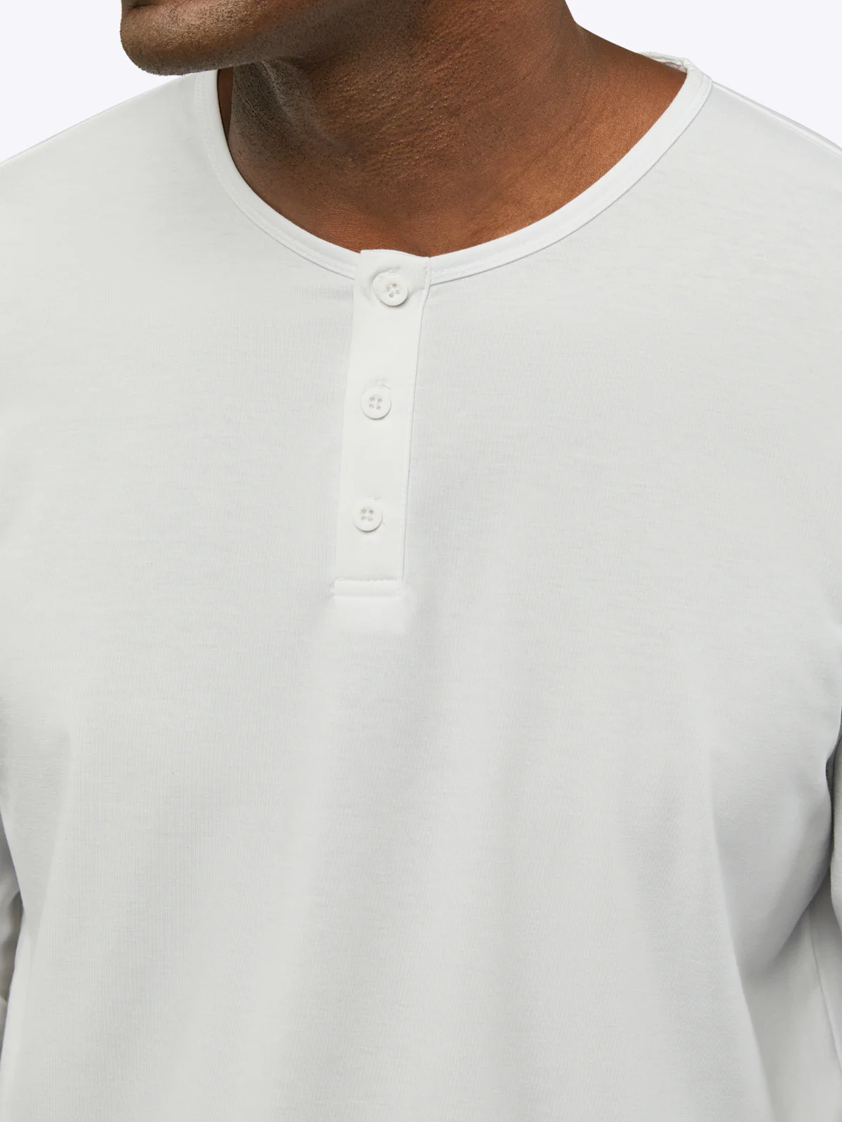 AO Long Sleeve Henley Curve-Hem | White Signature-fit PYCA Pro® - Image 5