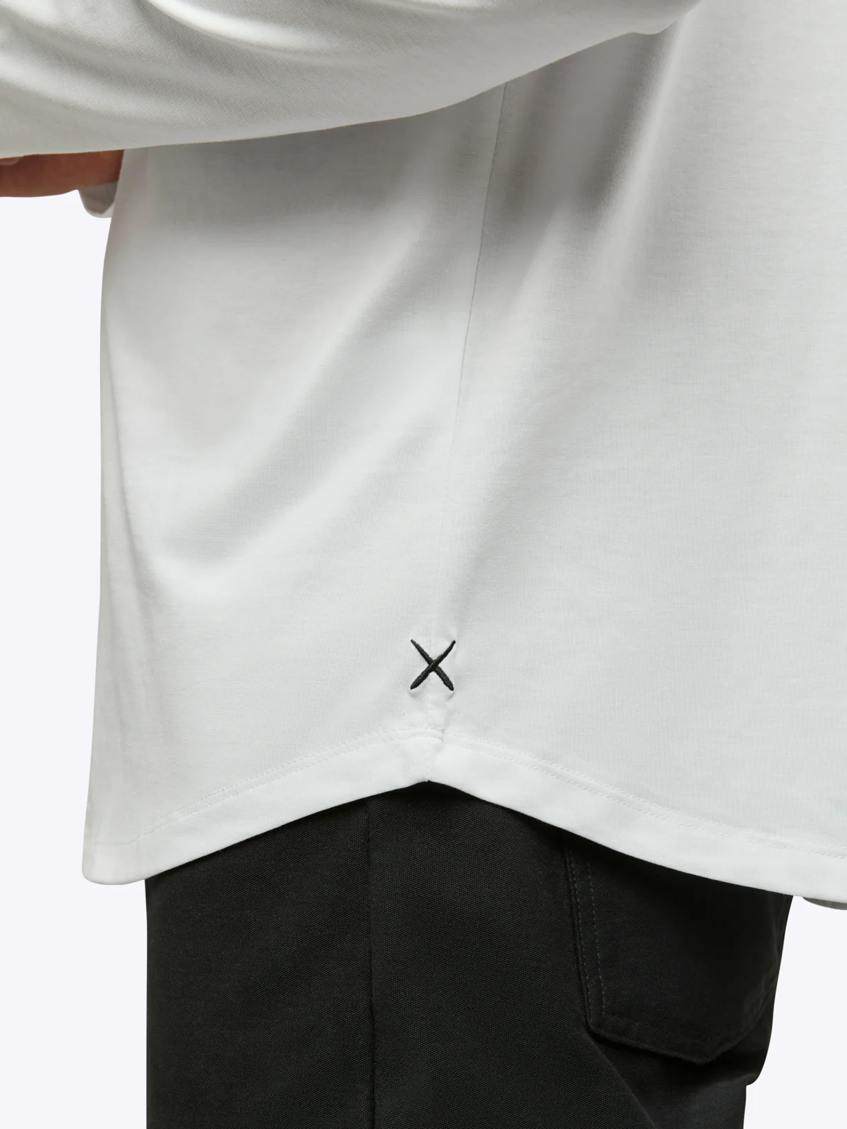 AO Long Sleeve Henley Curve-Hem | White Signature-fit PYCA Pro® - Image 6