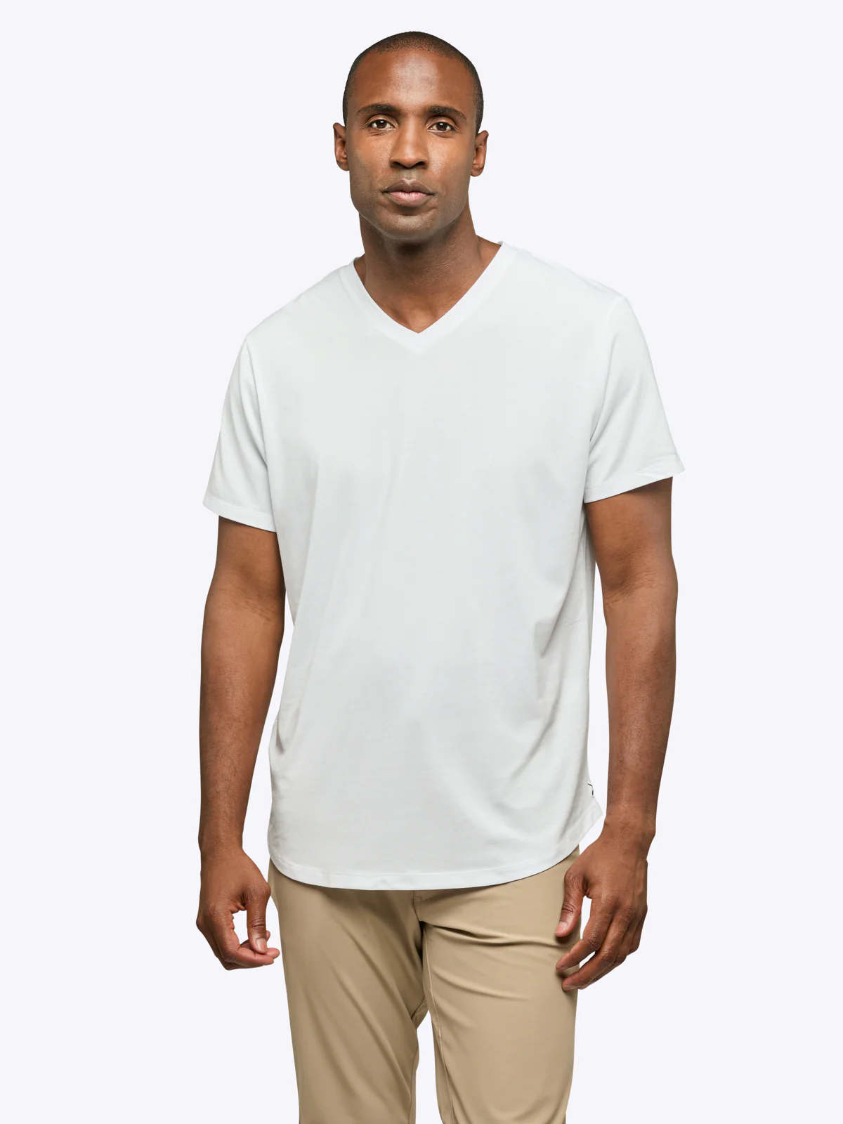 AO V-Neck Curve-Hem Tee | White Signature-fit PYCA Pro® - Image 2